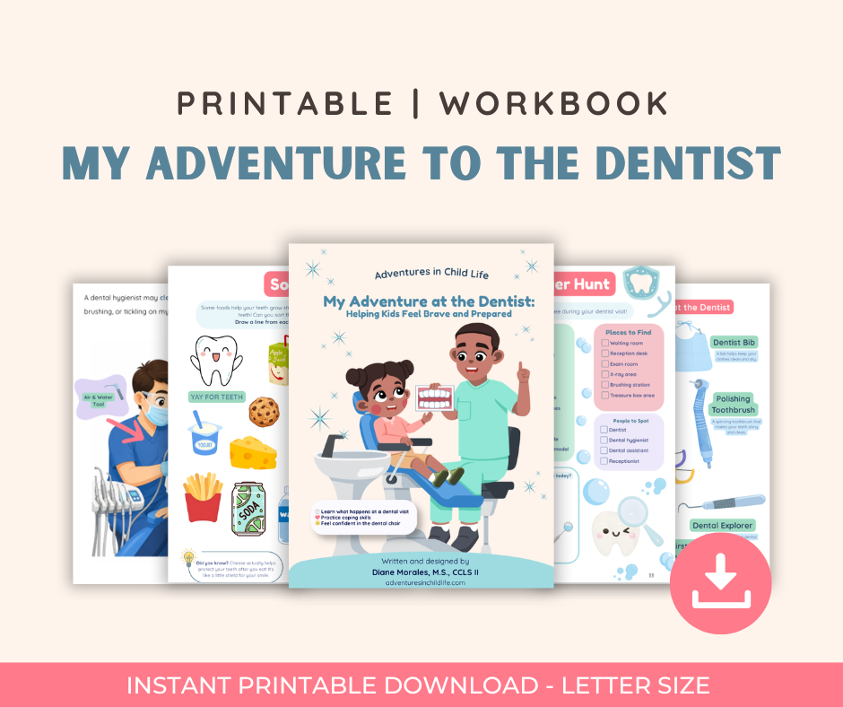 My Adventure to the Dentist | 64-Page Kids Dentist Workbook | Dental Visit Prep Activity Book | Child Life Specialist | Instant Download PDF