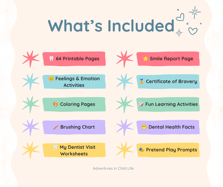 My Adventure to the Dentist | 64-Page Kids Dentist Workbook | Dental Visit Prep Activity Book | Child Life Specialist | Instant Download PDF