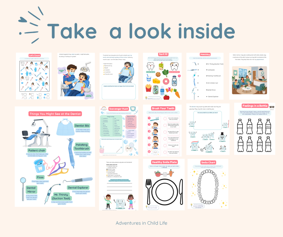 My Adventure to the Dentist | 64-Page Kids Dentist Workbook | Dental Visit Prep Activity Book | Child Life Specialist | Instant Download PDF