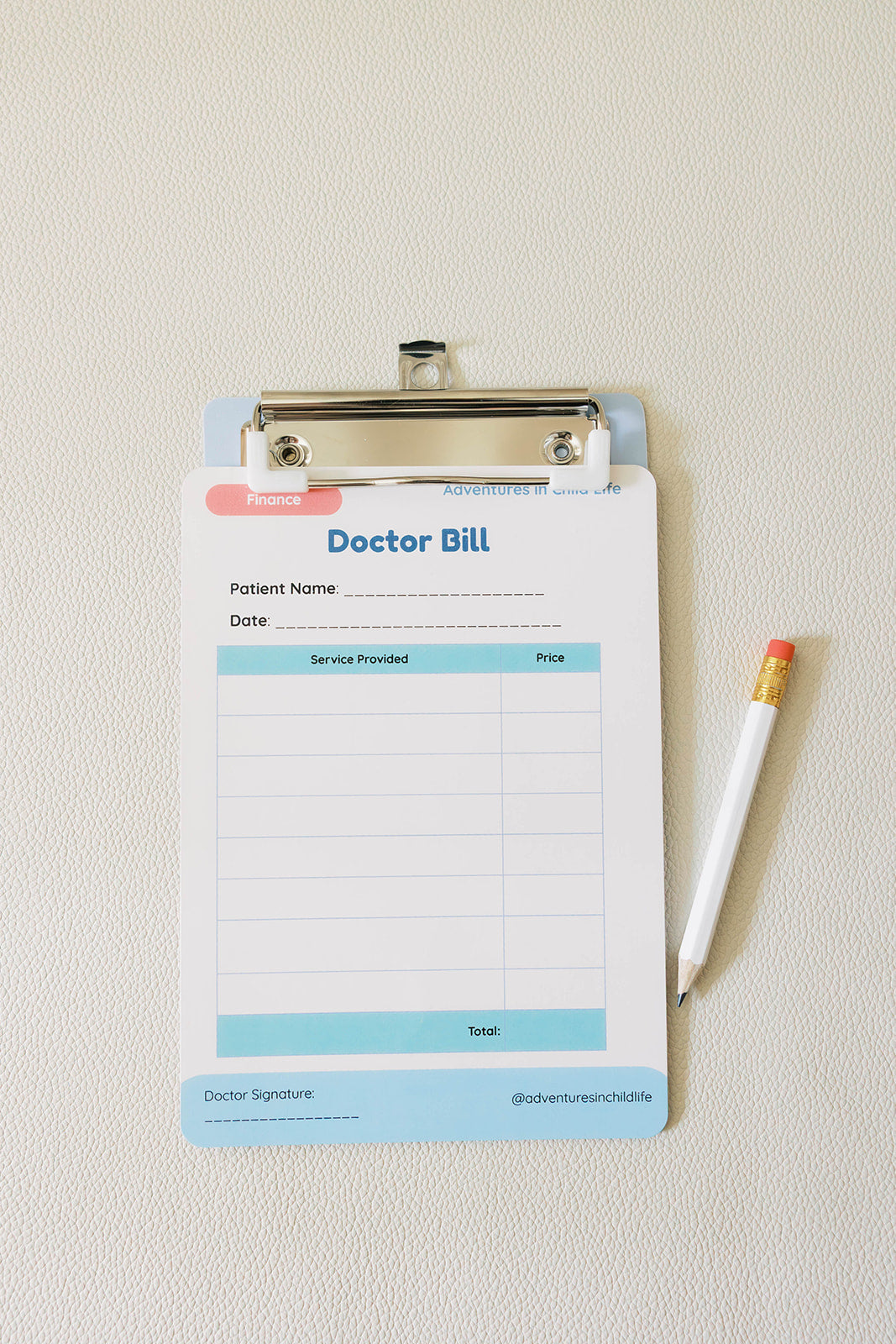 Kids Doctor Pretend Play Kit | Medical Play Cards, Clipboard, Pencil, Stickers
