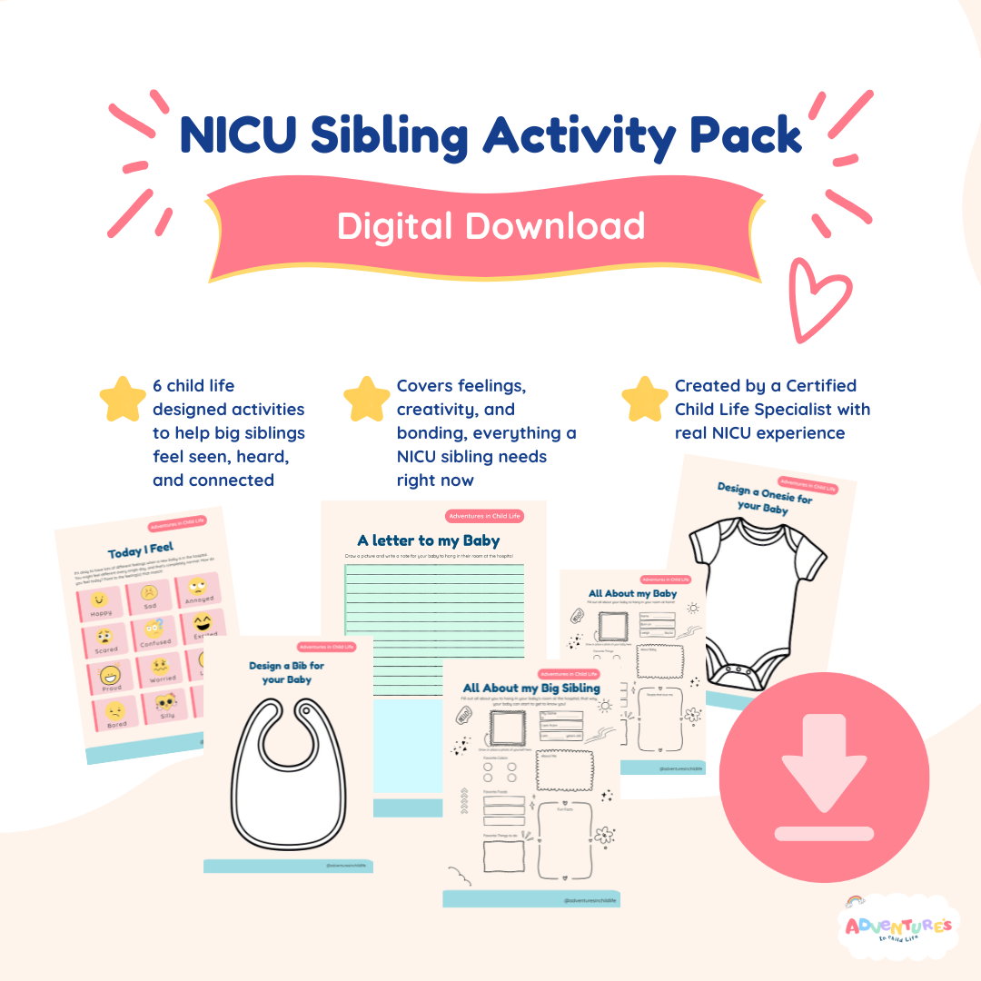 NICU Big Sibling Activity Pack | Feelings, Letters & Bonding Activities | Instant Download Printable