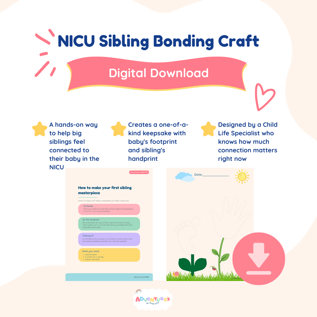 NICU Big Sibling Handprint Art Printable | Baby Footprint Keepsake Craft | Sibling Activity | Instant Download