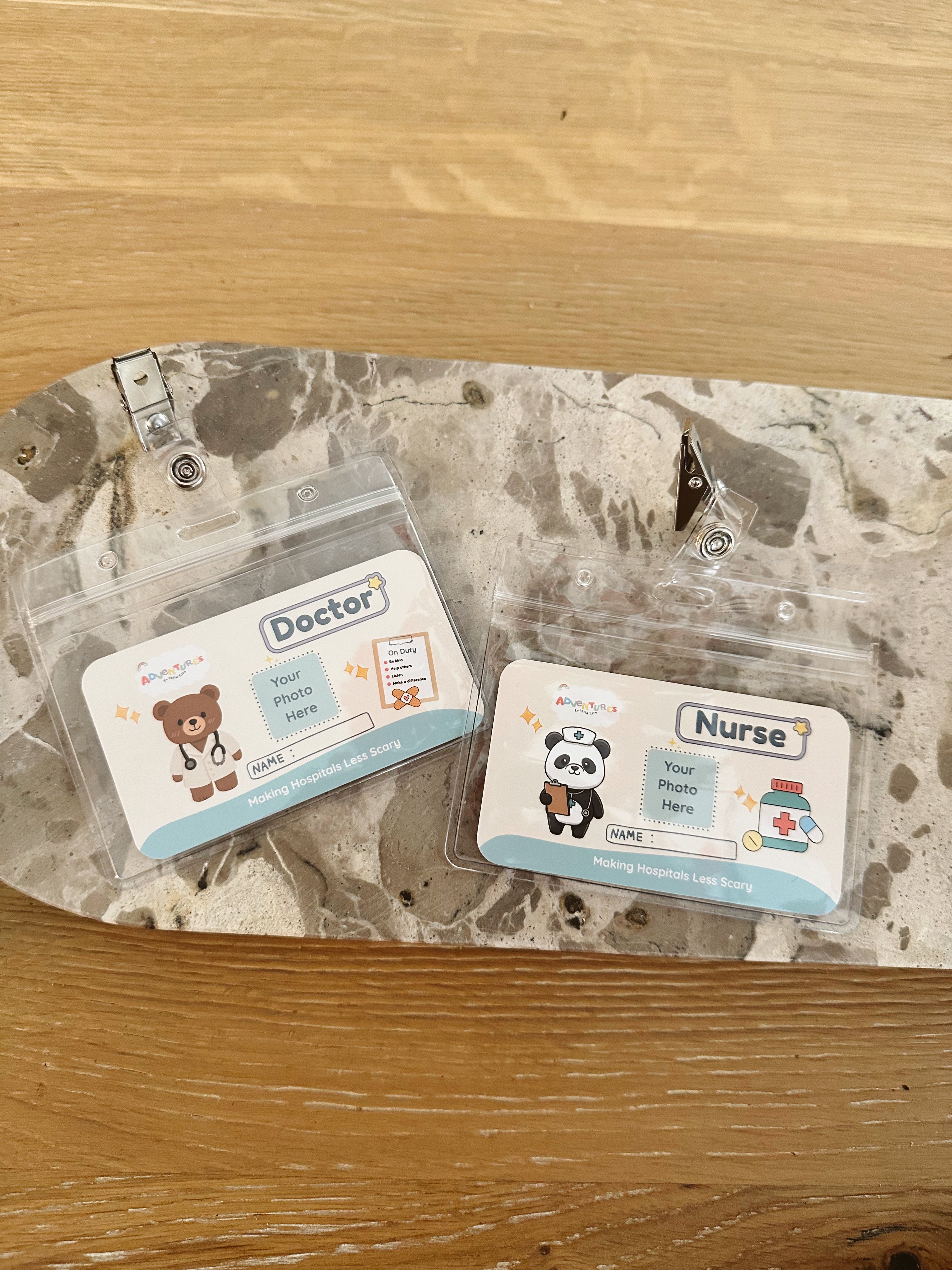 Reversible Doctor & Nurse Badge for Kids | Pretend Play Hospital Badge | Medical Role Play | Kids ID Badge Clip