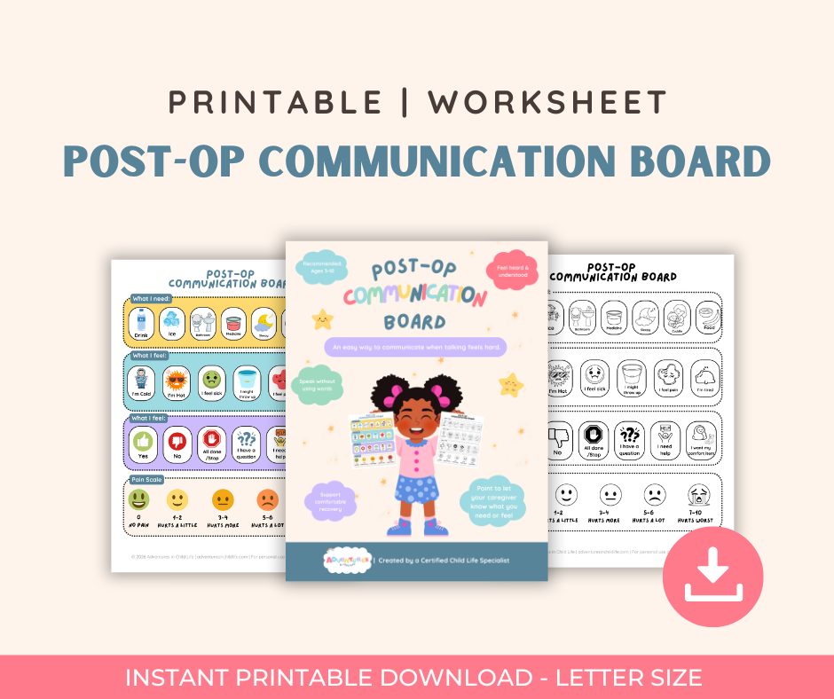Post-Op Communication Board for Kids | Surgery Recovery Printable