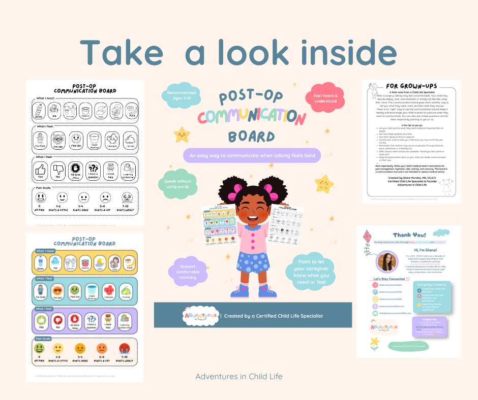 Post-Op Communication Board for Kids | Surgery Recovery Printable